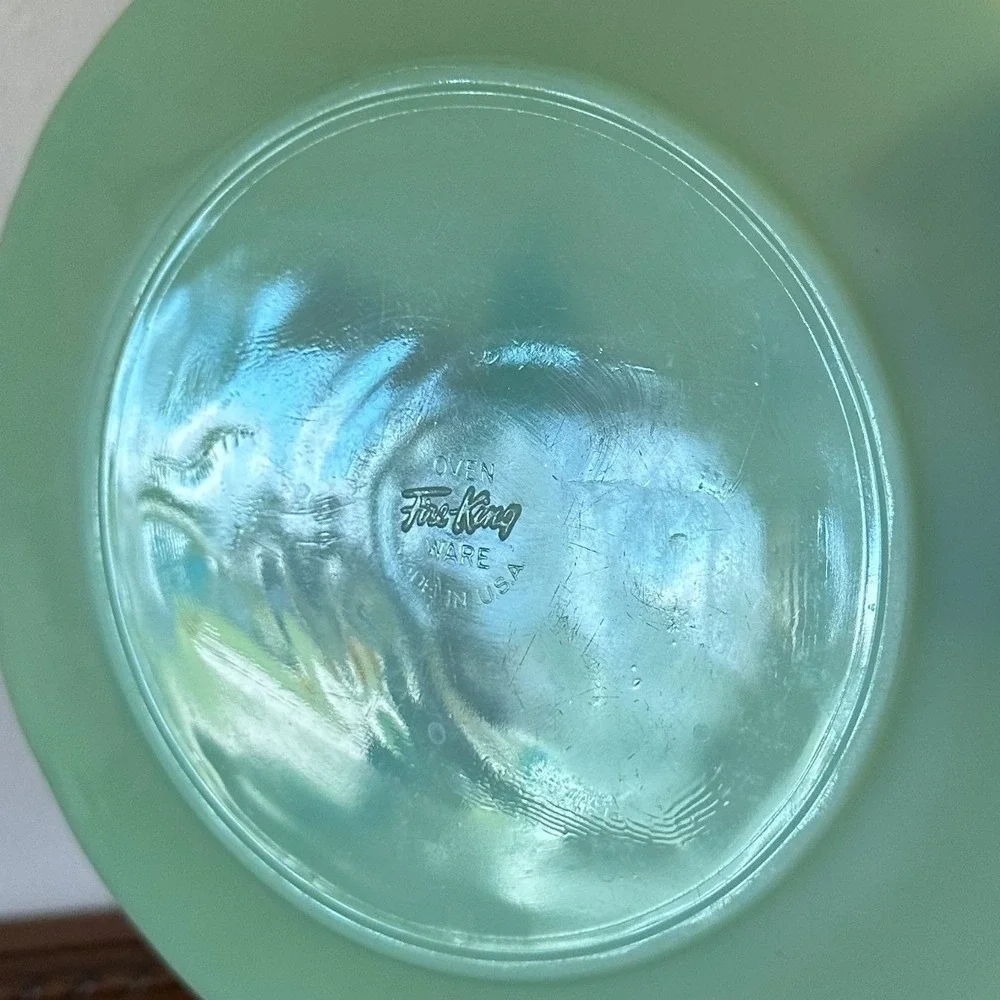 Vintage Fire-King Jadeite Glass Hand Painted Strawberry Plate 9'' Made in USA
